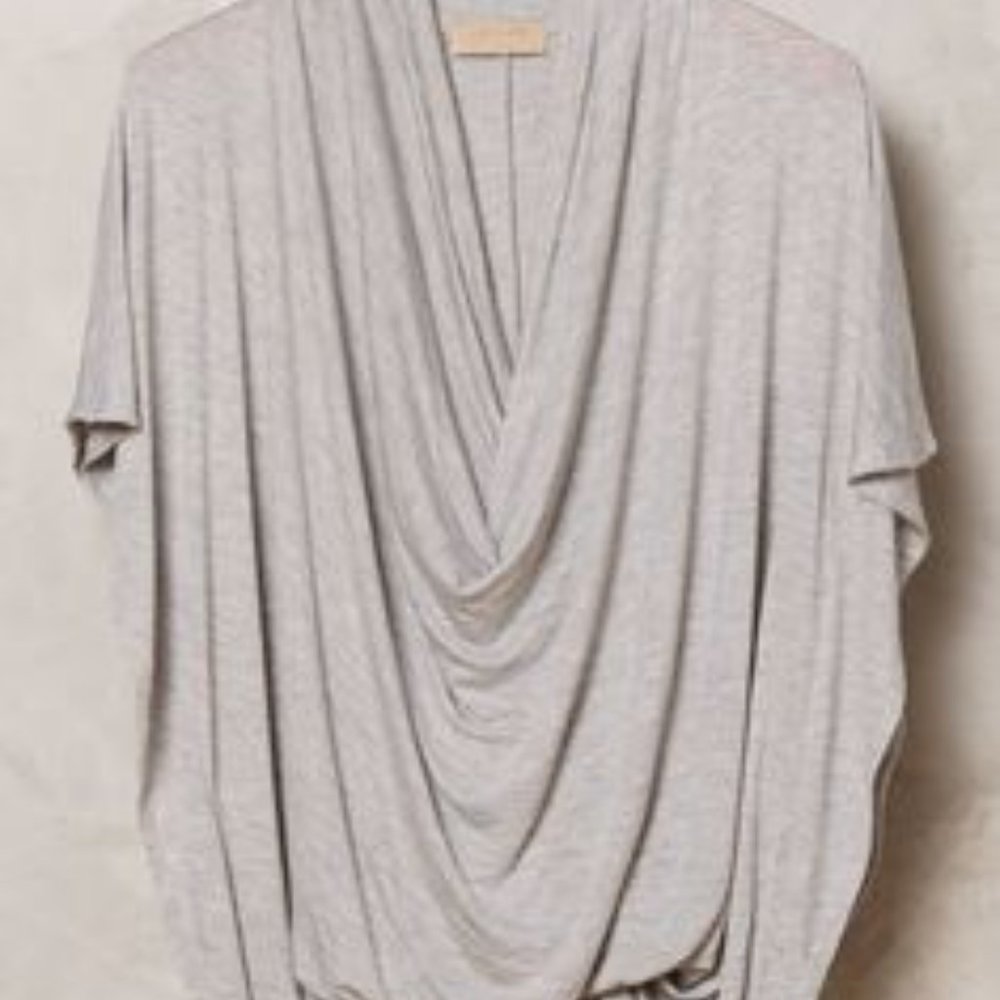 Draped V-Neck Women's Jersey Top — Light Gray